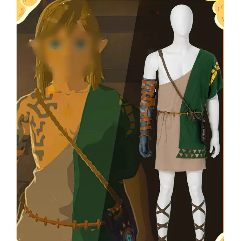 새로운 도착 고품질 왕국의 눈물 젤다 코스프레 링크 의상 할로윈 카니발 파티 남자 정장 맞춤 제작