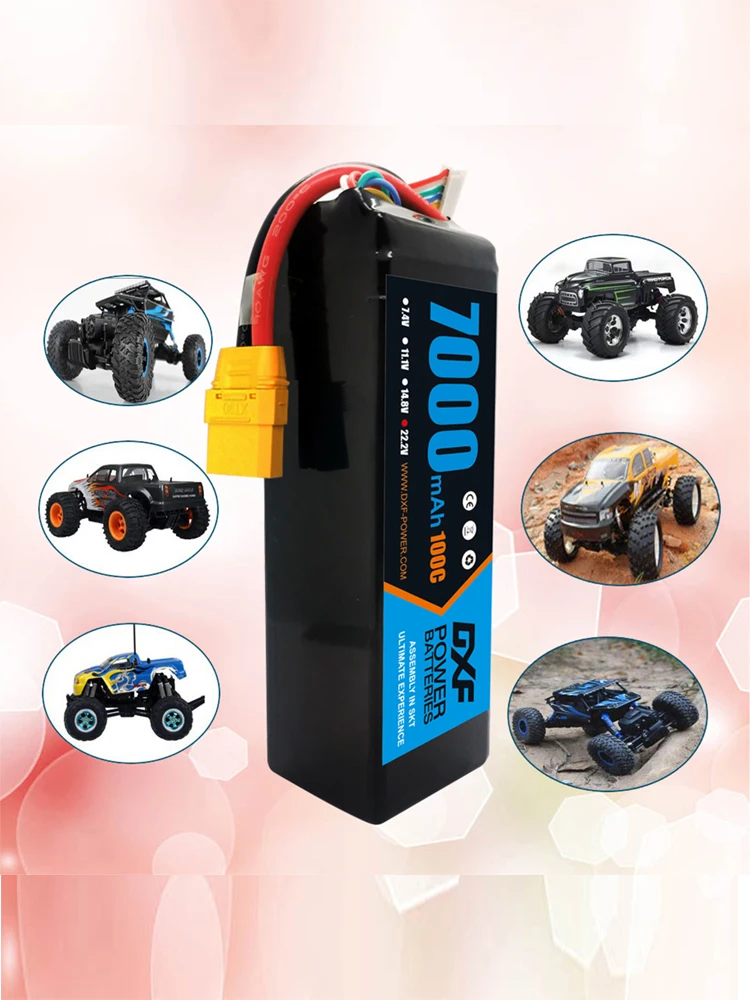 DXF 7000mAh 6S Lipo Akku 22,2V 100C Softcase-Akku mit XT90 XT60 EC5 Anschluss für Auto LKW Panzer RC Buggy Truggy Racing Hobby