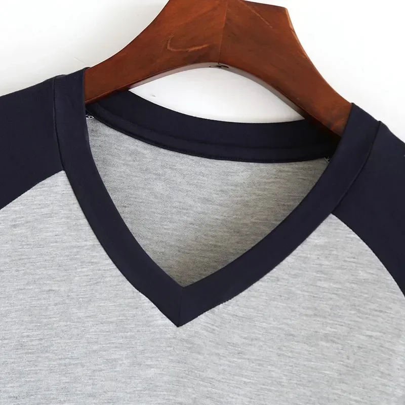 Домашняя одежда, халат, домашний размер, летние цельные ночные рубашки с v-образным вырезом, тонкая ночная рубашка средней длины, модальная для мужчин