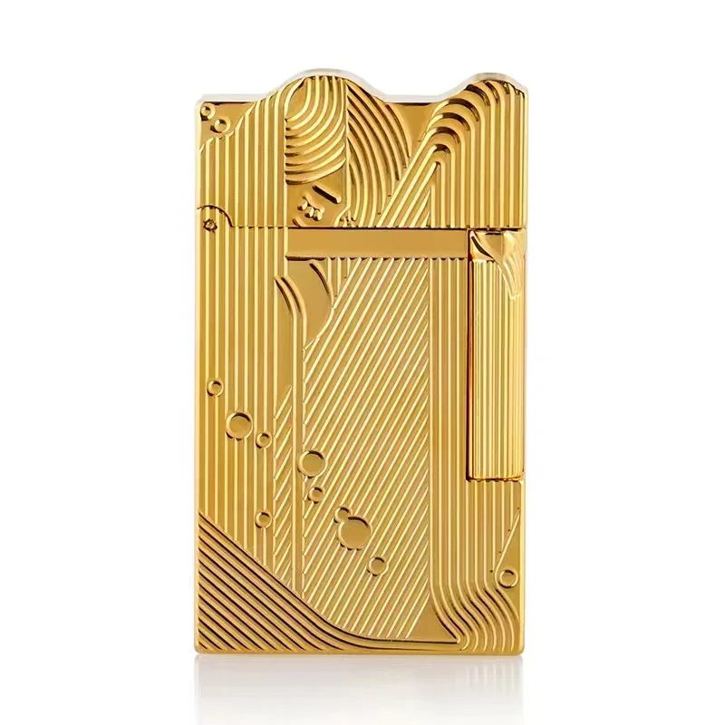 Gold Sleep Mermaid Pattern Vintage Lighter Cigarette Smoking Gas Lighters Classic Sound Metal Lighters Fire Men Collection