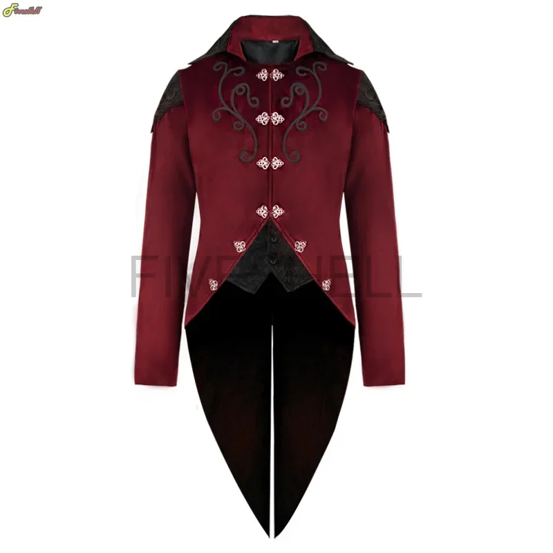 Mens Medieval Steampunk Deluxe Tuxedo Jacket  Renaissance Retro  Edwardian Trench Prince Cosplay Costume Coat