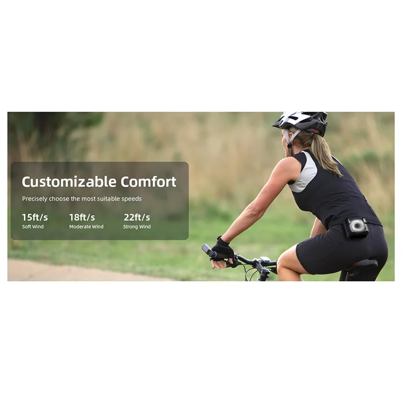 

【Эксклюзив!】Портативный поясной вентилятор, перезаряжаемый, 5100 об/мин, сильный ветер, 23 часа работы для синего воротника, наружное ожерелье без помощи рук F