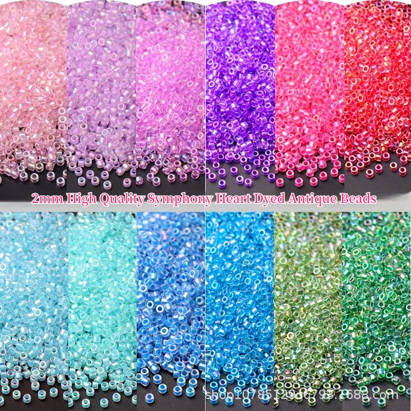 

2mm super excellent Symphony dyed heart antique beads DIY uniform rice beads, fringed hairpin beaded loose beads