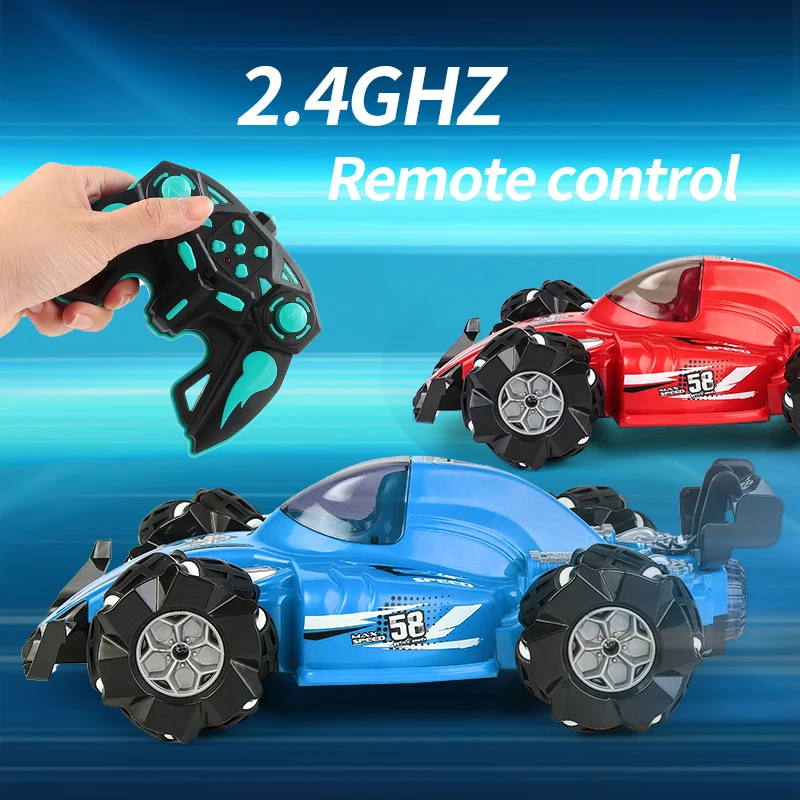 2.4G Rc Spray Stunt Auto Blauw Rood Licht Muziek Model Speelgoed Racing Drift High-Speed Voertuig 360 Rotatie auto Geschenken Speelgoed Voor Kinderen