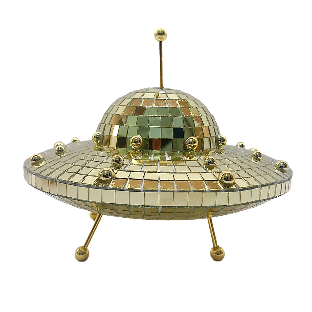 Boules réfléchissantes UFO, décoration créative pour salon, artisanat artistique, décor vintage amusant pour la maison, décorations de Noël polyvalentes