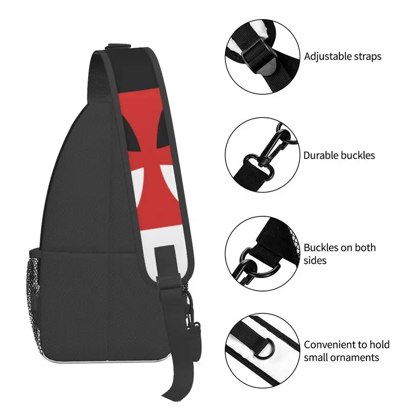 Mochila Cruzada Templaria roja personalizada para hombres, bolso de hombro a la moda, mochila cruzada en el pecho, mochila de Camping para ciclismo, mochila de día