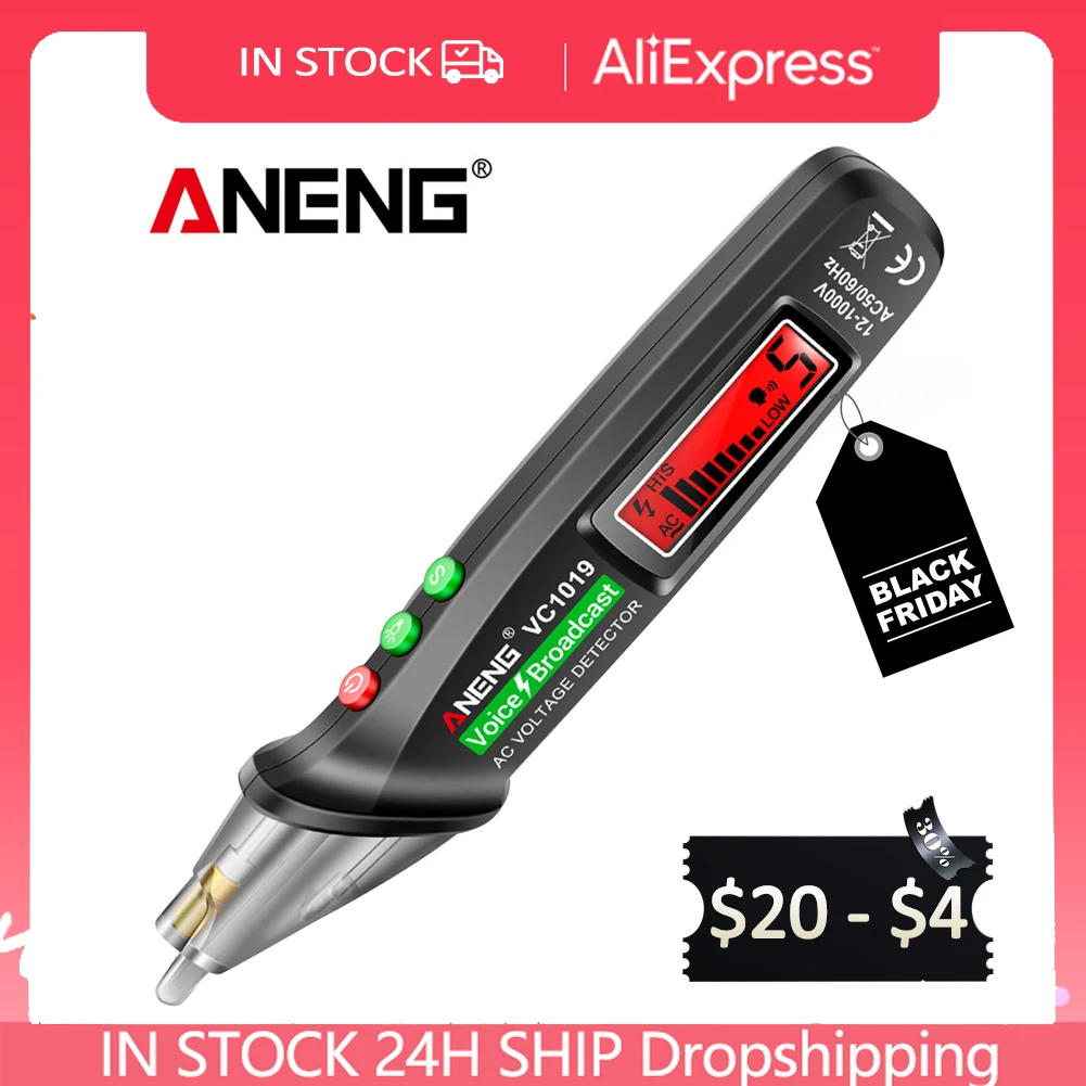 ANENG – stylo testeur Intelligent de diffusion vocale, 12V-1000V, capteur infrarouge, testeur de tension de positionnement, détecteur de fil électrique, VC1019