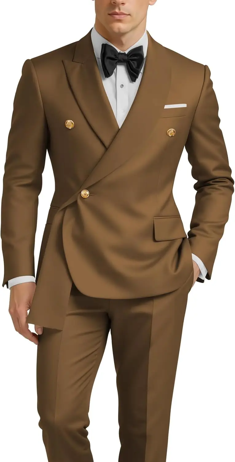 

Men's 2 Piece Slim Fit Suits Mens Tuxedo Suit Set Double Breasted Tuxedo for Men Blazer and Pants Wedding Prom