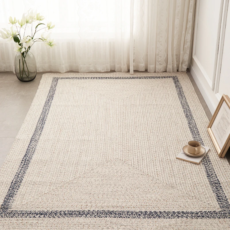 Modern Simple Woven Carpet Rectangle Handmade Study Room Floor Mat Oval Bedroom Rugs Sofa Table Bedside Floor Mat