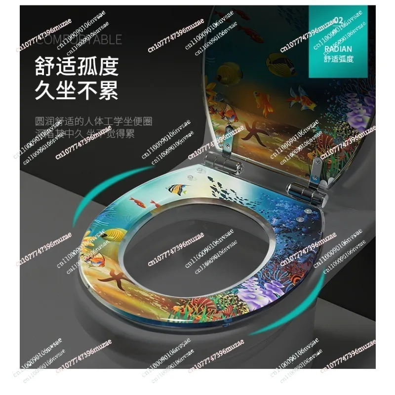 Toilet Seat Cover Household Universal Thickening Bidet Flush Toilet Ring Resin Cushioning Quick Release Mute Toilet Cover