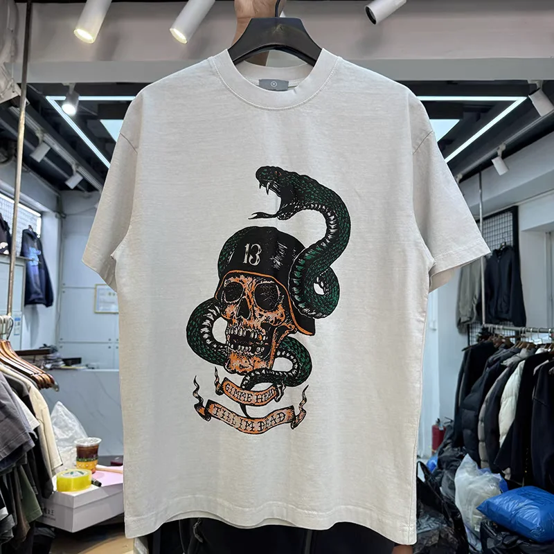 Vintage Cobra Skull Soldier Print T Shirt Men Women Oversized T-shirt Top Tees
