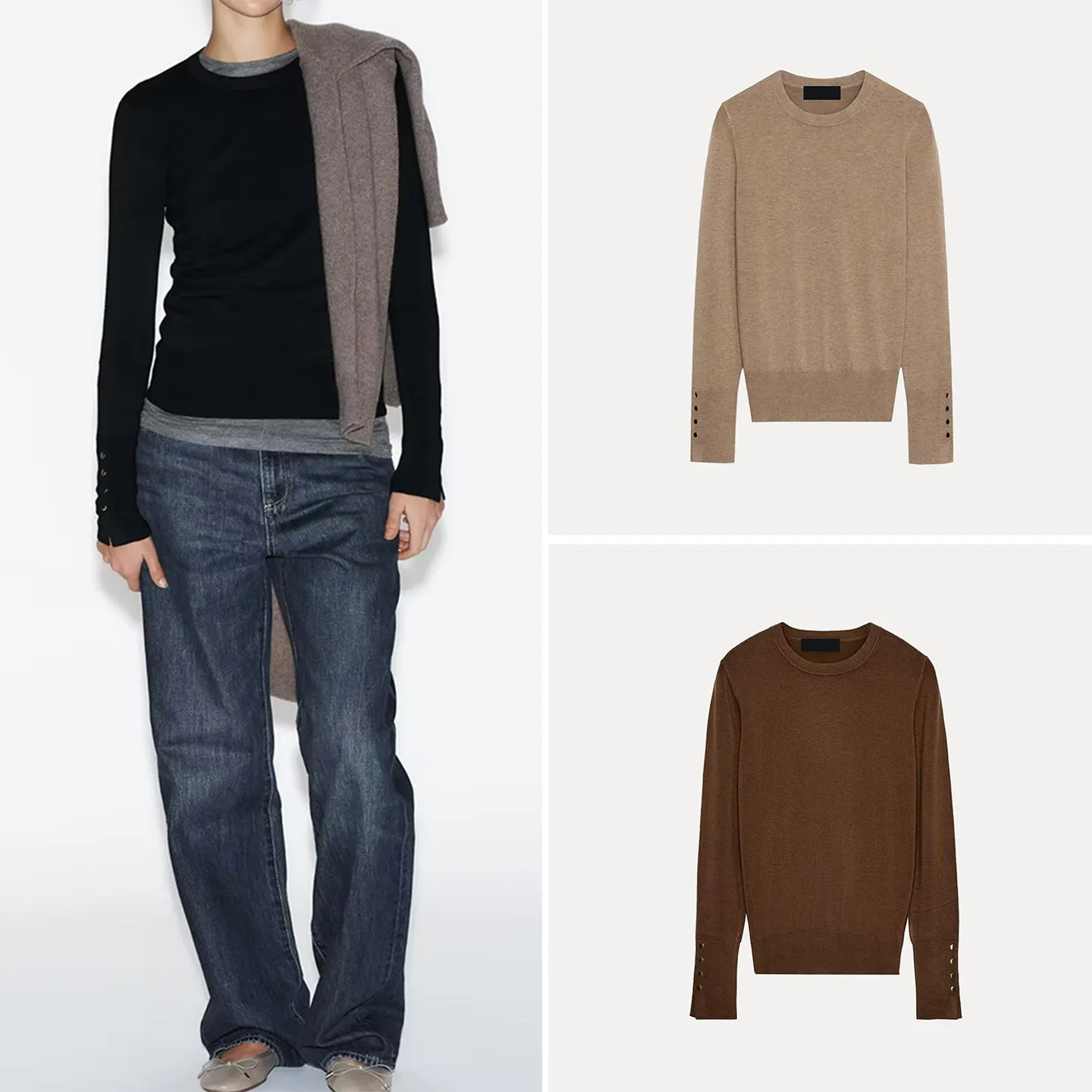 เสื้อถักแฟชั่นผู้หญิงทรงกลม แขนยาว เรียบง่าย สไตล์เฉพาะตัว คอลเลคชั่นใหม่ ฤดูหนาว 2025 ทรงปกติ แบบเดี่ยว...