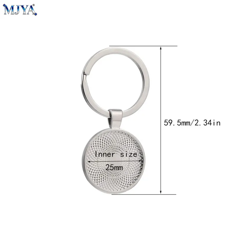 MJYA 10PCS Keychain Settings Inner Size 25mm Good Quality Plated Key Chains Base For DIY Jewelry Making Supplies Accessories