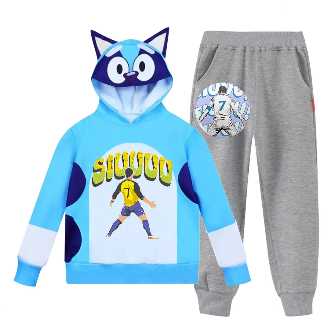 Kinder Hoodie Set Sweatshirt Hosen Sport 2-teiliges Set für Jungen und Mädchen Siuuu CR7S Bedruckt Wish Asha Kinder Kleidung Kleidung