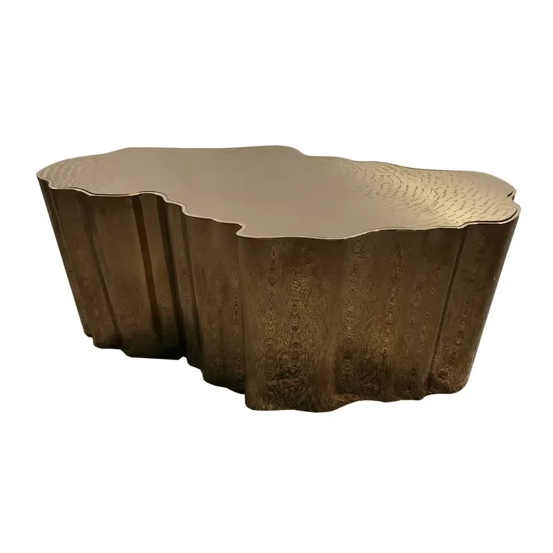 Special Stump Shape Flat Surface Modern Plated Gold Stainless Steel Coffee Table Side Table Living Room Dining Room