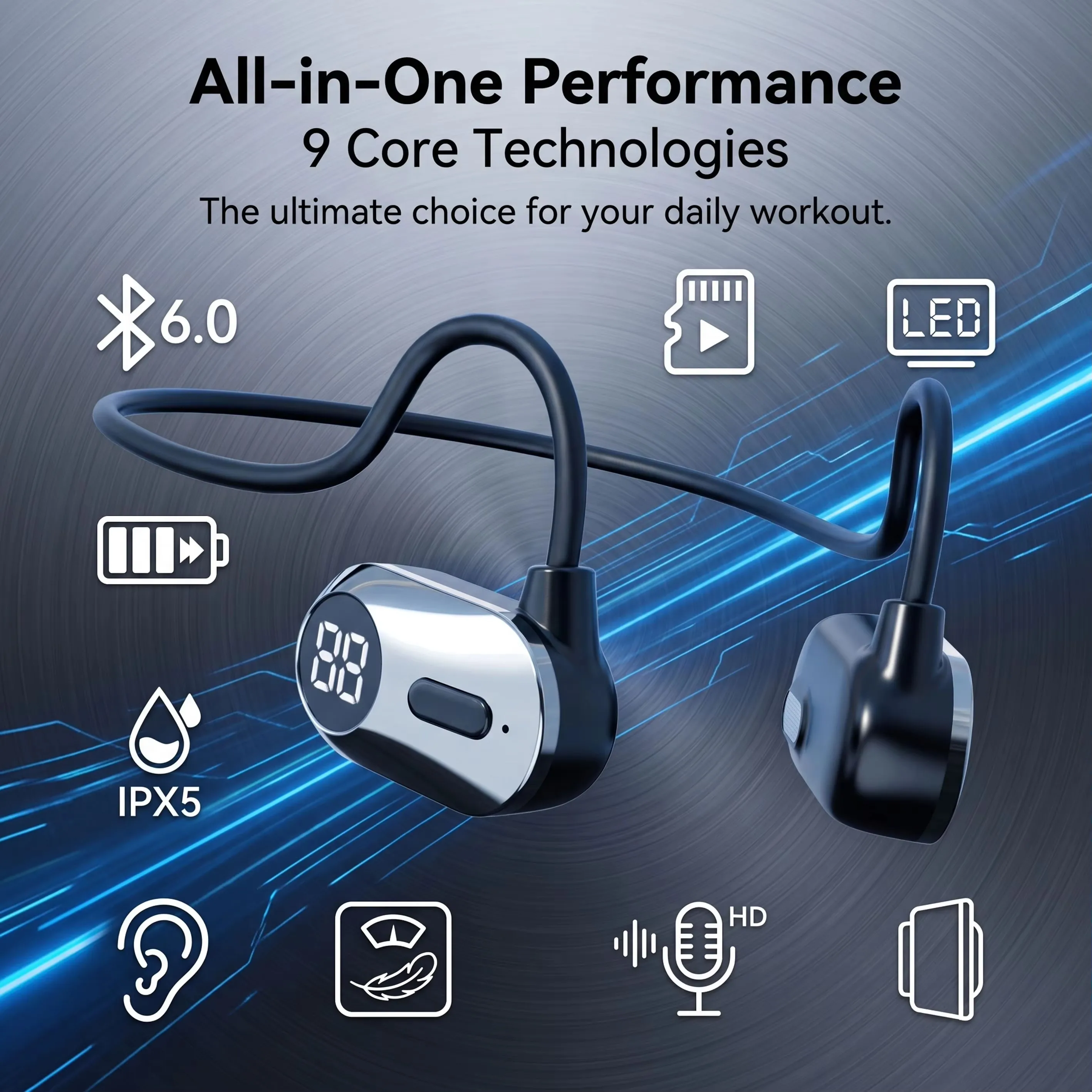 Finally Earbuds That Don’t Hurt Ears! Bluetooth 6.0 Bone Conduction Headphones IPX5 Waterproof For All Workouts