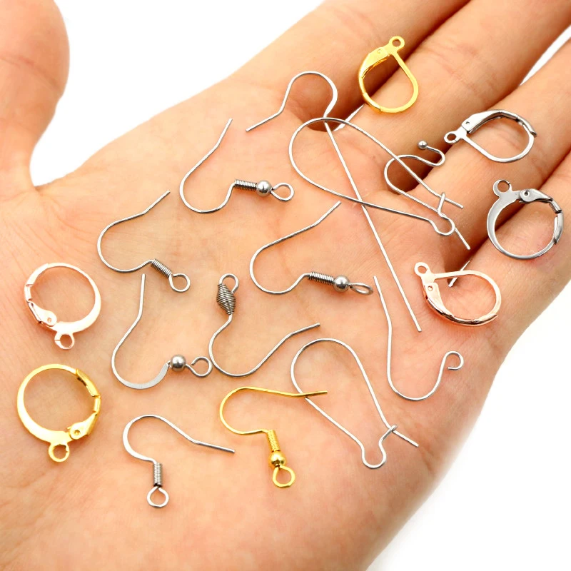 Gold Stainless Steel Hypoallergenic Earring Hooks Fish Earwire Earrings Clasps Earring Wires For Jewelry Making