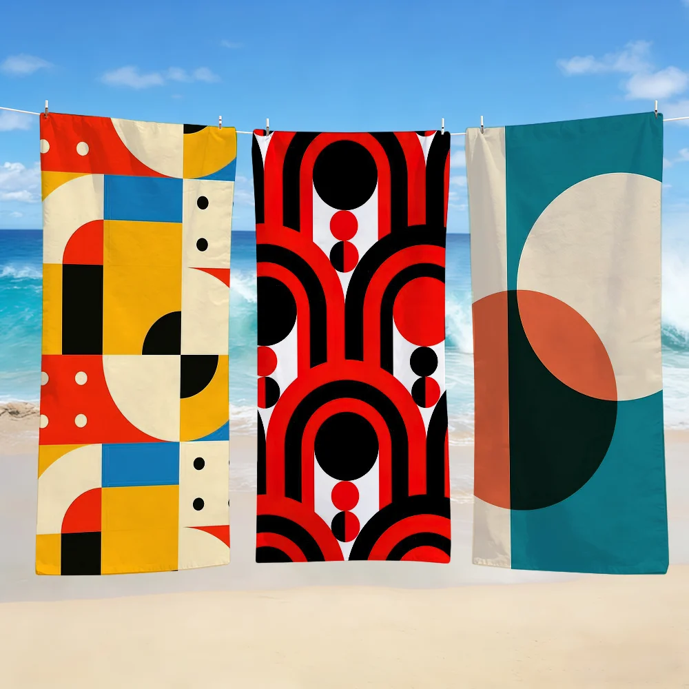 Bauhaus Toalla Textil Albornoz Playa Secado rápido Arte Ligero Portátil Camping Natación Piscina geométrica Viajes