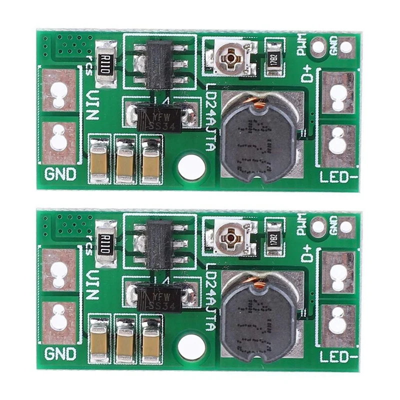 

2Pcs Adjustable LED Driver Board 20W DC6-24V LED PWM Controller DC-DC Step-Down Constant Current Converter