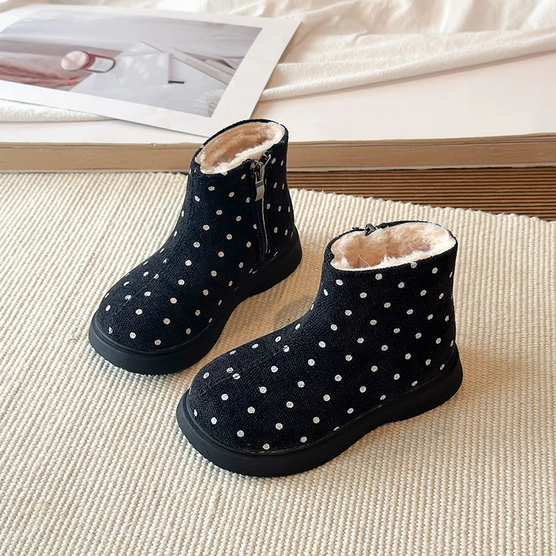 Baby Girls Snow Boots Autumn Winter Children Casual Shoes Anti-slip Soft Sole Outdoor Toddler Kids Warm Plush Ankle Boots