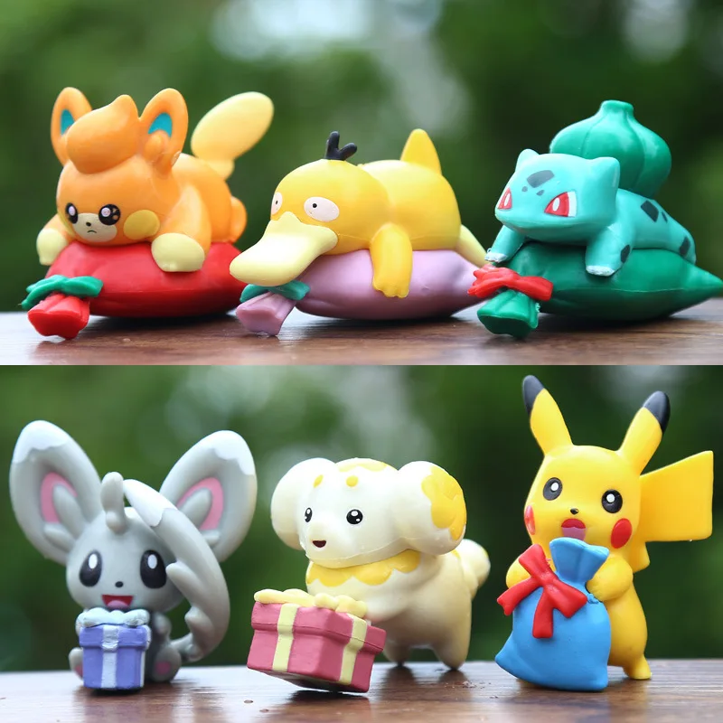 Nieuwe Anime Pokemon Gift Serie Handgemaakte Pop Kawaii Bulbasaur Psyduck Pikachu Pop Klein Bureau Decoratie Standbeeld Ornament Speelgoed Cadeau