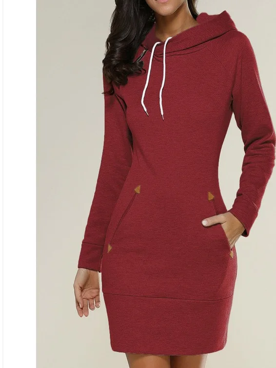 Damska bluza z kapturem, codzienna, długa, dzianinowa, poliestrowa, o średniej długości w pasie, wydłużona bluza z kapturem dla kobiet.