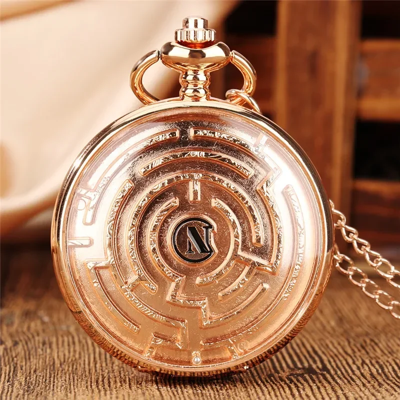 

Creative Maze Game Cover Rolling Ball Design Unisex Quartz Pocket Watch Roman Number Compass Dial Necklace Pendant Chain