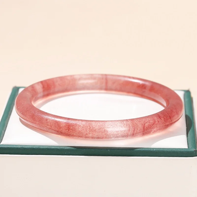 

Real Crystal Bangle Bracelet Amulet Gifts for Women Luxury Strawberry Quartz Designer Vintage Fashion Natural Jewelry