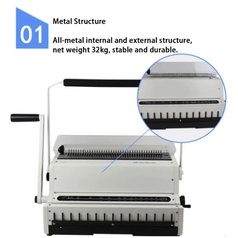 Binding Machine 2:1+3:1 Double Wire Binding Machine Iron Ring Binding Machine Loose-leaf Hole Punch for Book and Calendar