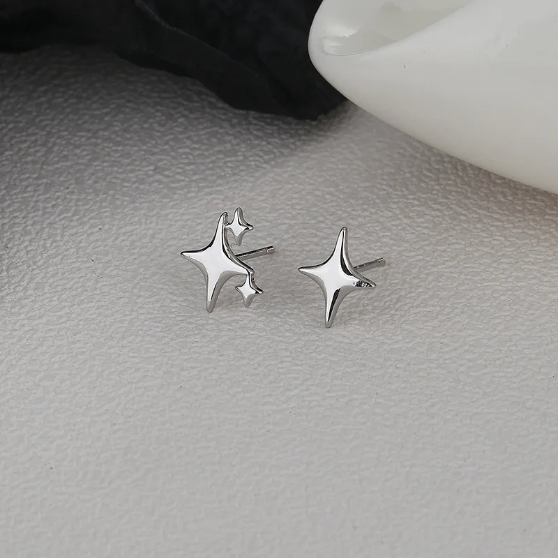 VENTFILLE 925 Stamp Silver Gold Color Star Stud Earrings Women Girl Gift Cute Banquet Asymmetry Jewelry Dropshipping Wholesale