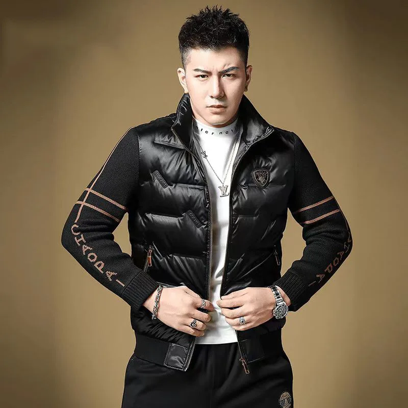 

Зимняя мужская модная новая куртка-пуховик с воротником-стойкой, теплая, повседневная, свободного кроя