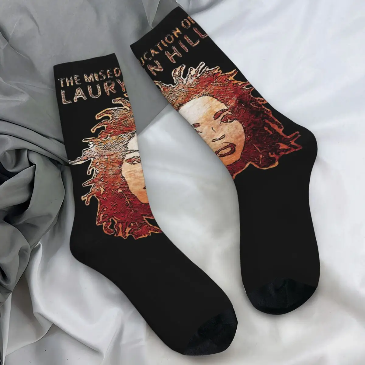 Fugees Stockings Unisex Men Lauryn Hill Socks Medium Soft Trendy Socks Autumn Outdoor Anti-Slip Custom Socks Gift