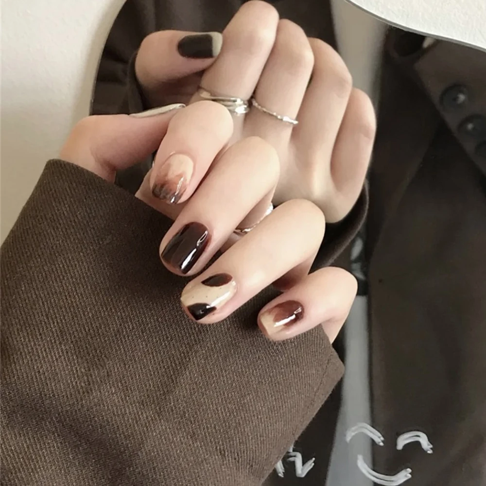 Gradient Fake Nails French Style Long Paragraph Manicure Save Time False Nails 24PCS Press on Nails Full Coverage Nails SAL99