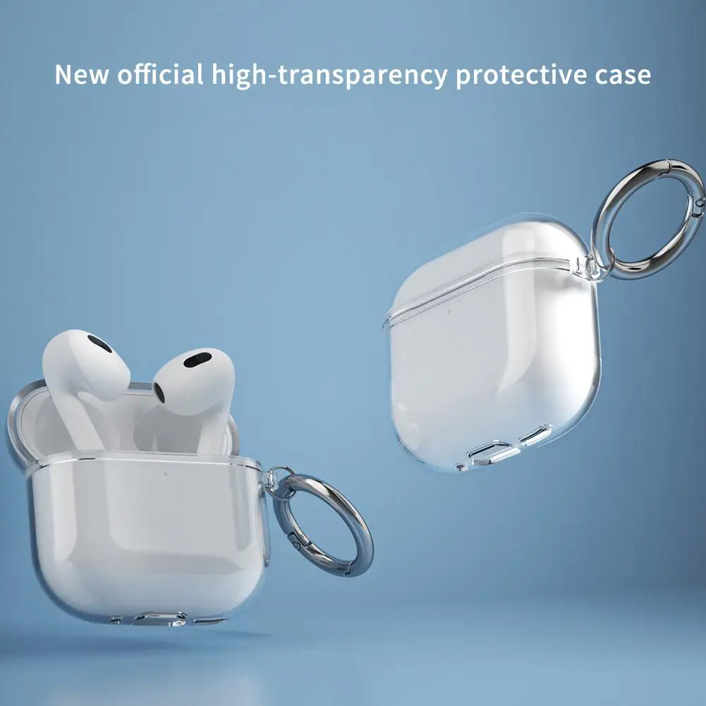 Split Transparent Earphone Protective Cover With Hook For AirPods 4 Cases Hard TPU Clear Headphone Cover For AirPods 4