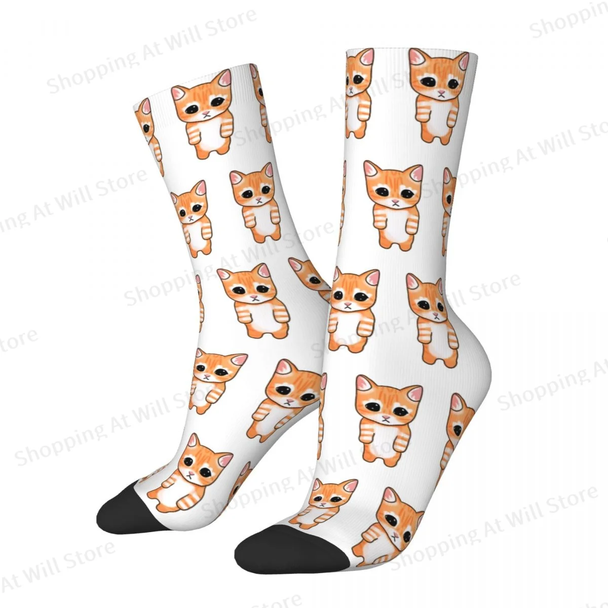 Sad Crying Cat Colorful El Gato Meme Unisex Winter Socks Windproof Happy Crew Socks Street Style Crazy Sock