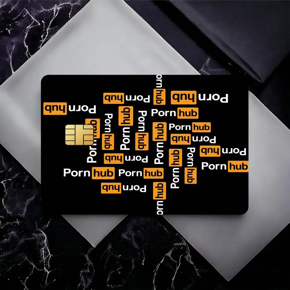 مضحك P-Pornhub-S بطاقة ملصقات مقاوم للماء فيلم الجلد غطاء 4 قطعة ملصقات بطاقة الائتمان الخصم الجبهة الديكور البنك مترو الانفاق تمرير #4