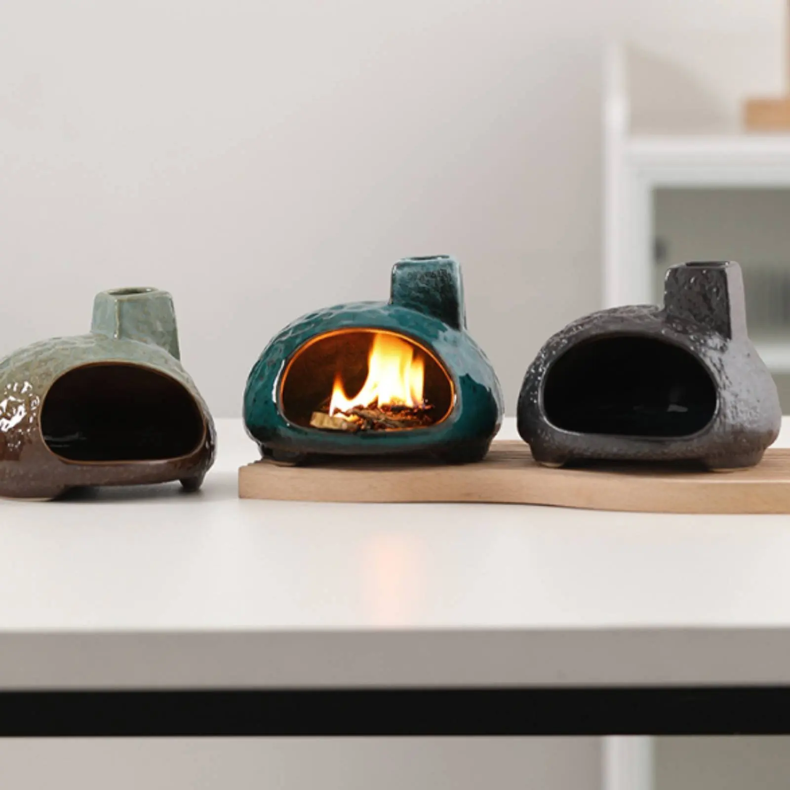 

Mini Fireplace Incense Burner Heat-Resistant Ceramic Incense Burner Palo Holy Holder Smoke Fragrance Compact Size