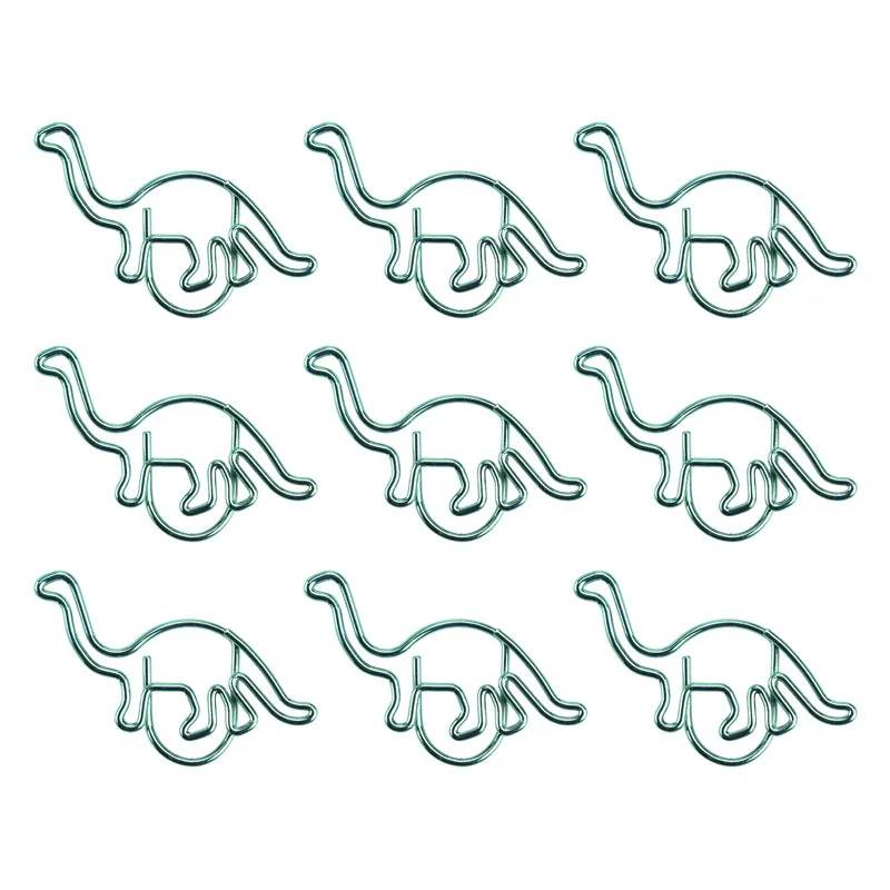12Pcs/box Green Dinosaur Bookmark Creative Metal Paper Clip Decor Book Note Decoration Binder Clip School Stationery Supplies