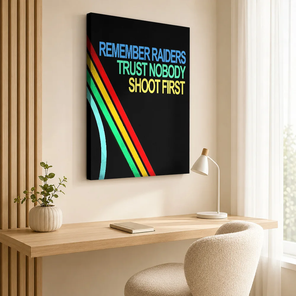 Remember Raiders, Trust Nobody, Shoot First Framed Canvas Print Poster Customized Modern Pop Culture Wall Art for Bedroom Decor