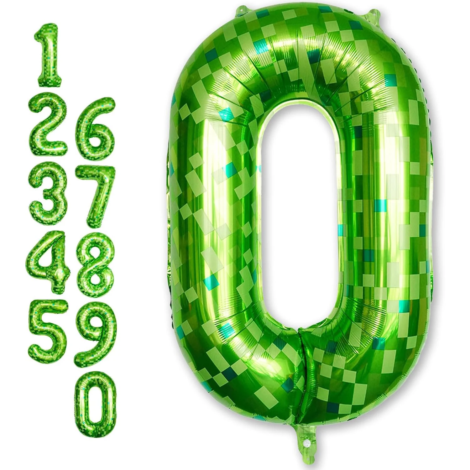 40 inch giant green pixel grid miner themed digital aluminum foil balloons 0-9 can be used for birthday and anniversary parties