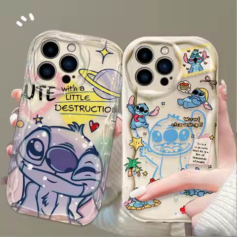 Disney Amusing Stitch Phone Clear Case For iPhone 16 16E 15 14 13 12 11 Pro Max X XS X S Max XR SE 2020 SE4 7 8 Silicone Cover