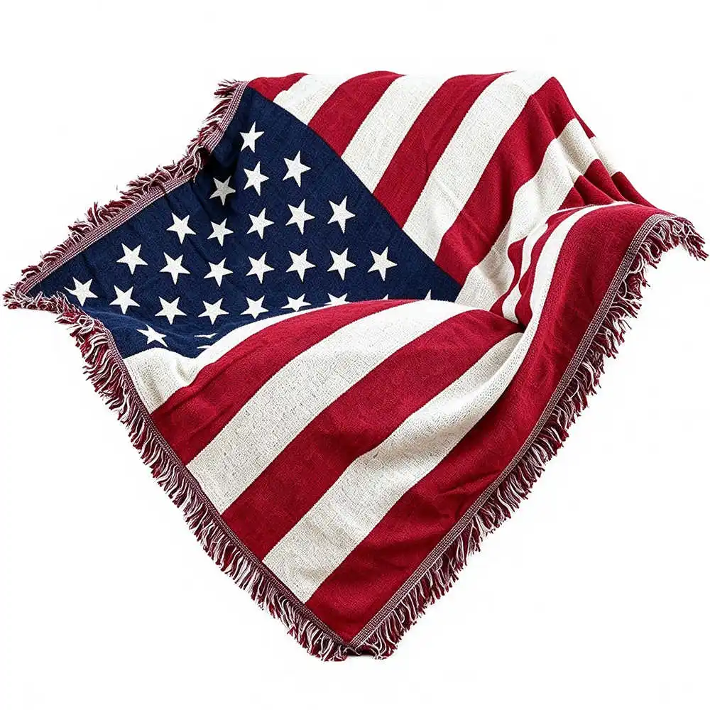 Knitted Throw Blanket American Flag Design 130x180cm Cotton Fabric Heavy Warm Chair Bed Sofa Throws Home Office Car Travel