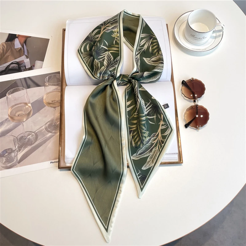 Luxury Long Silk Scarf Female Print Thin Narrow Scarf Bag Hair Band Ribbon Scarfs Women Neckerchief