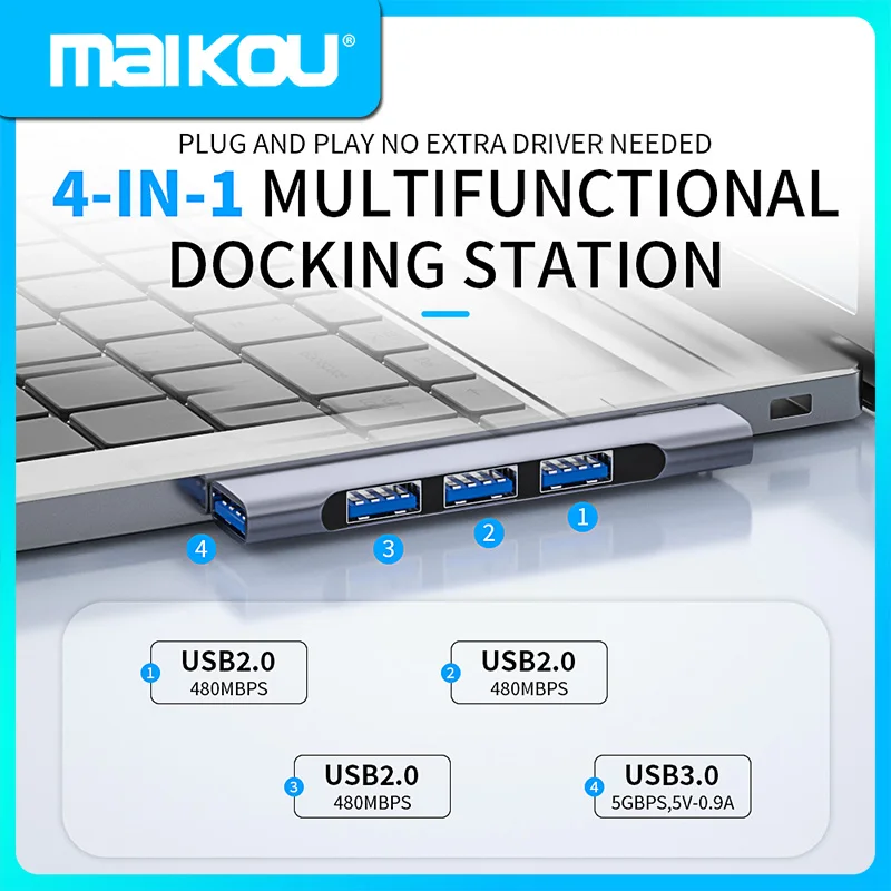 4 IN 1 USB-C HUB Universal USB 3.0 Docking Station High Speed Splitter OTG Adapter for Laptop PC Accessories