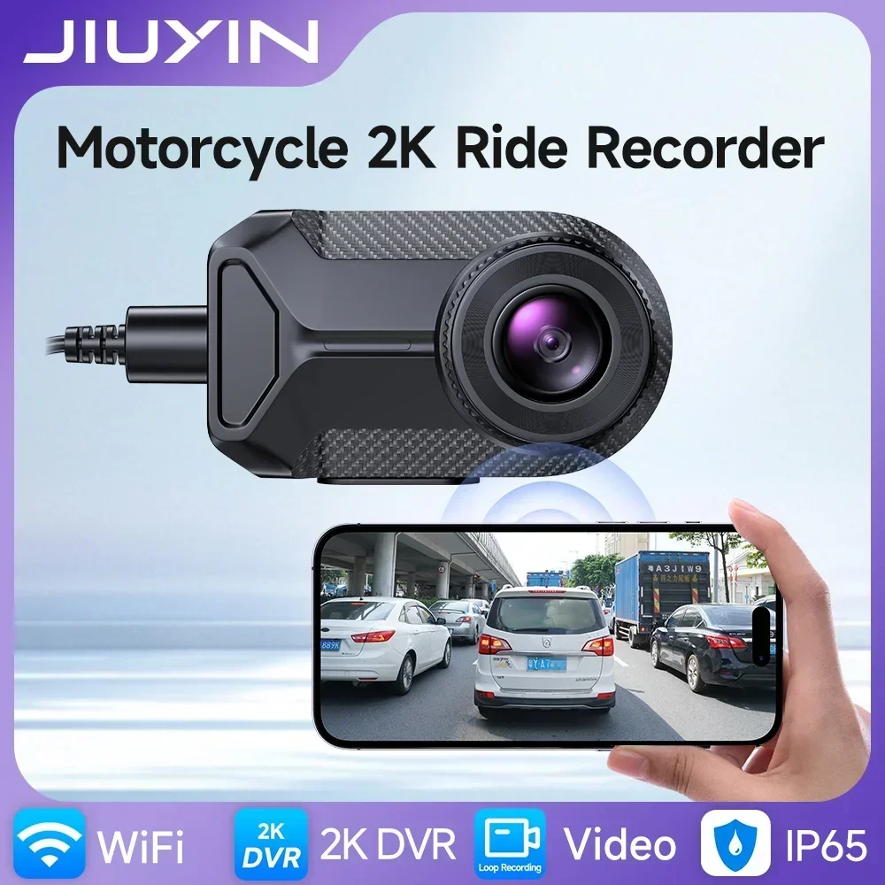 JIUYIN 2K HD WiFi Motorcycle Camera Waterproof IP65 Loop Recording 140 Degree Widely Angle Camera HD Video Recorder DVR Dash Cam