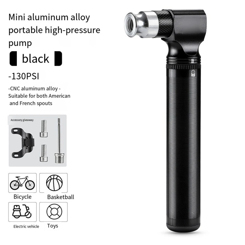 

Компактный велосипедный насос 130 фунтов на квадратный дюйм, мини-воздушный насос из алюминиевого сплава с несколькими насадками для шоссейных и горных велосипедов