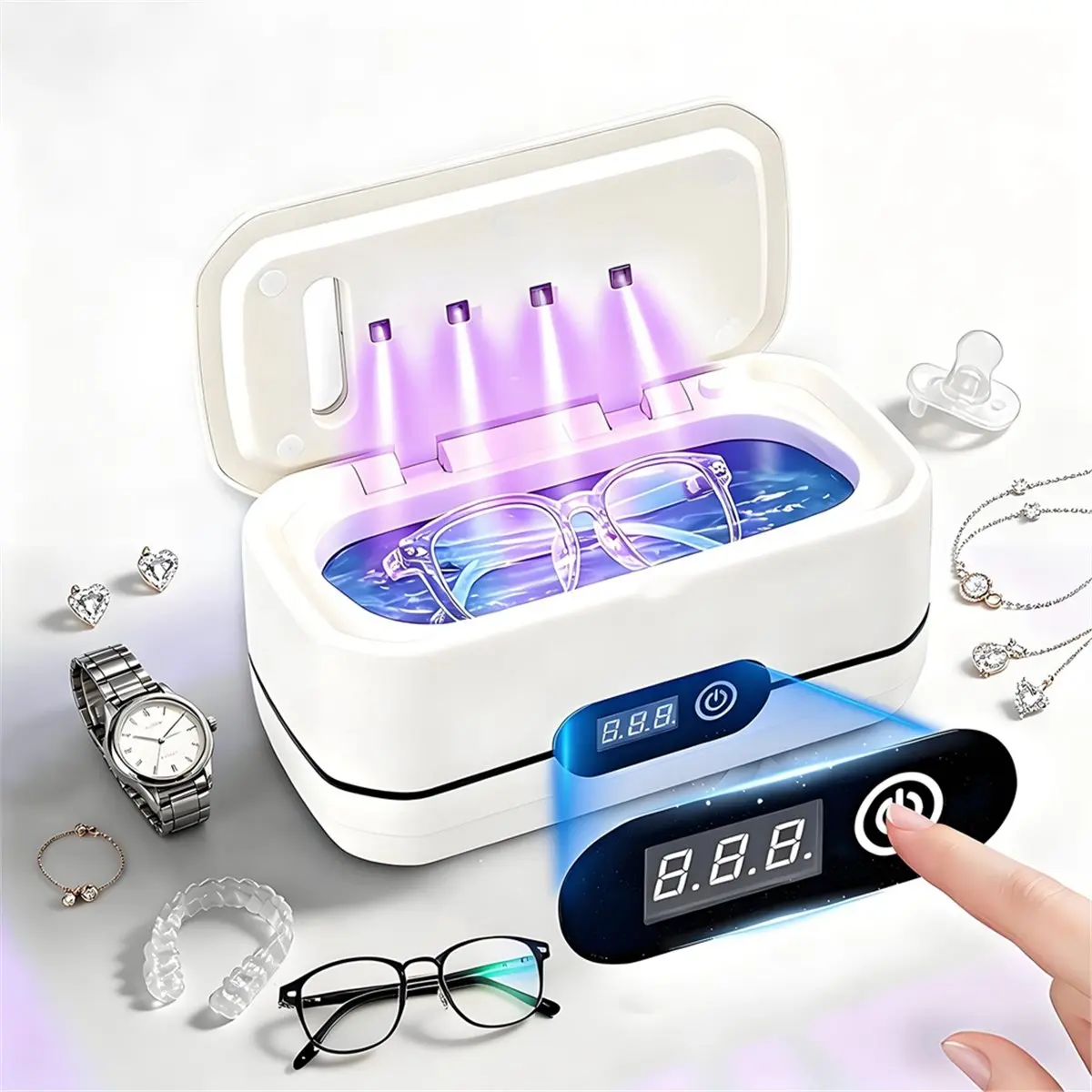 Big Discount Ultrasonic Cleaner 400ml Tank 304 Stainless Steel Tank 5 Cleaning Modes with LED Timer for Jewelry Glasses UK Plug