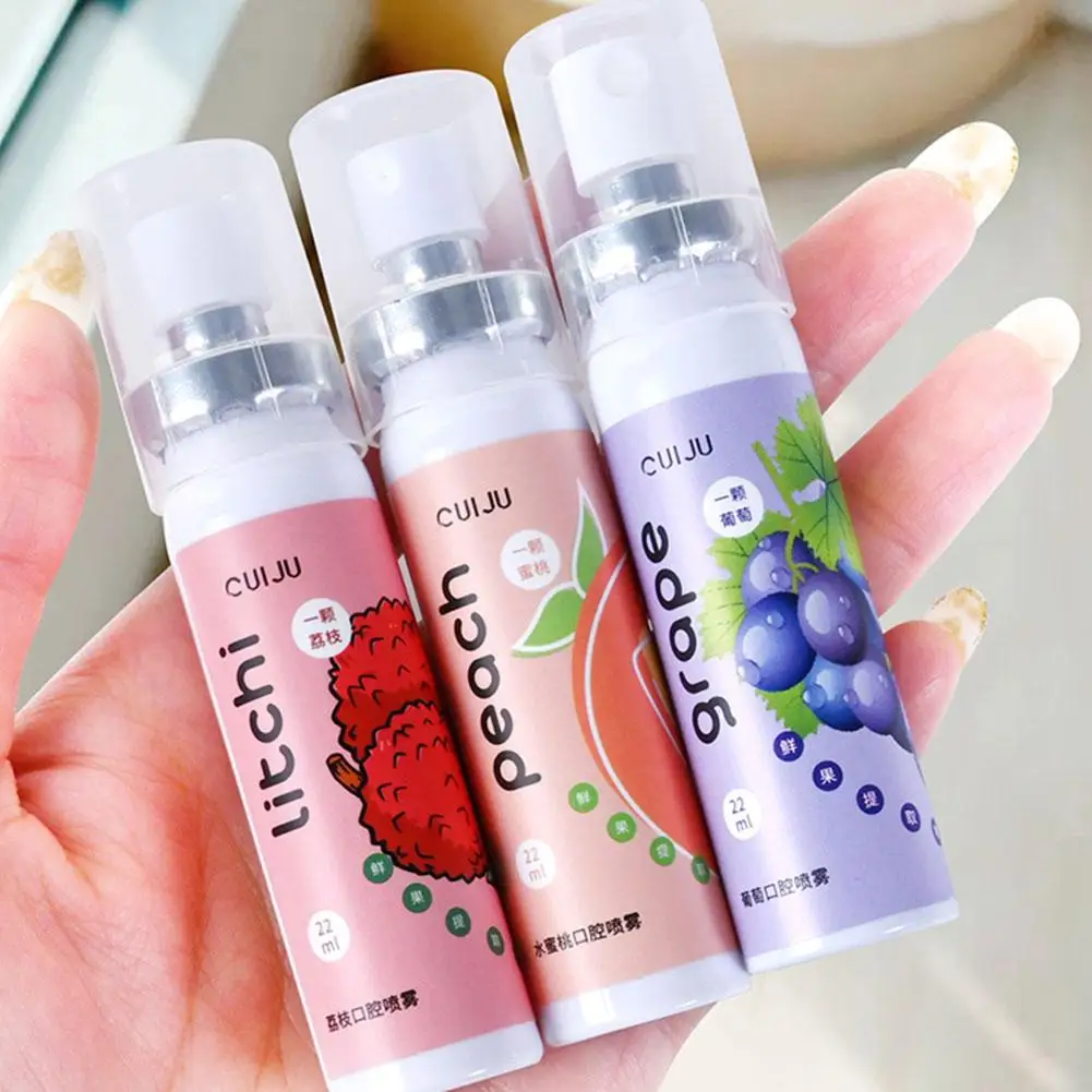 22ml Oral Fresh Spray Mouth Freshener Oral Odor Treatment  Oral Remove Bad Breath Fruit Litchi Peach Flavor Persistent Oral Care