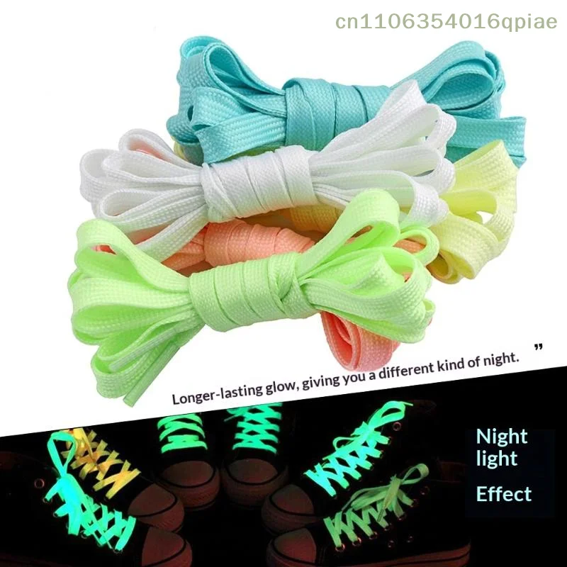 （Summer4）1 Pair 120cm Fluorescent Shoelace Luminous Shoelaces Flat Sneakers Canvas Shoe Laces Glow In The Dark Night Color