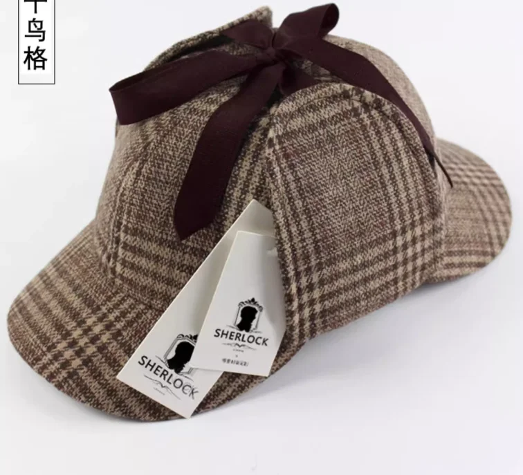 Detective Hat Houndstooth Vintage Man Cap Cosplay